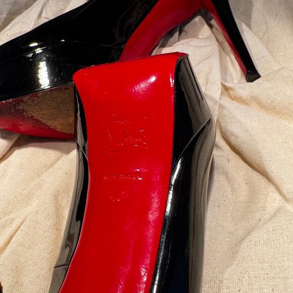 Christian Louboutin Black Patent Platform Pumps Red Sole Size 40 - Picture 4 of 6